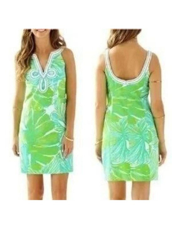 Lilly Pulitzer Dresses & Skirts - Lilly Pulitzer Green Sheen Fronds Placed Tessa Shift Dress Style 20055 Size 0